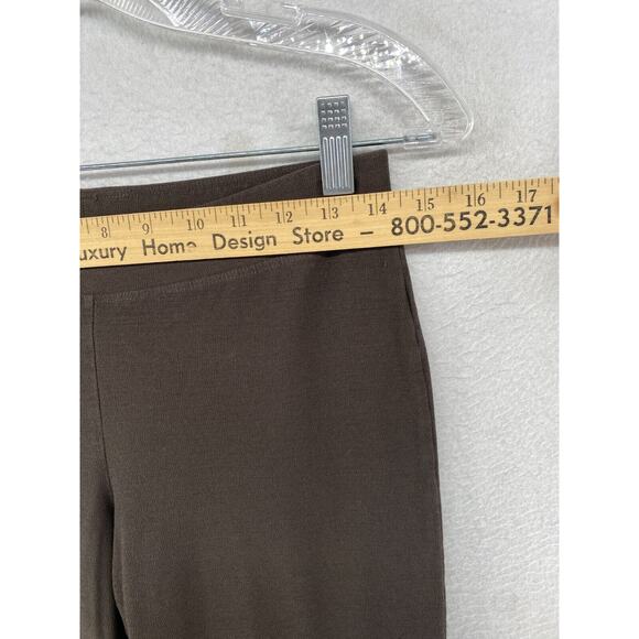 EILEEN FISHER Pants PP Washable Stretch Crepe Slim Crop Elastic Waist Brown USA - Picture 7 of 9